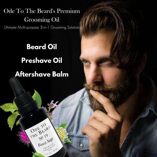 Vegan Mia - USDA Organic Spruce-Scented Beard Oil for Men, 3-in-1 Premium Grooming Oil with Argan Oil and more - For Beard Growth and Maintenance, Ode To The Beard Forest Sage Beard Oil, 1 fl oz