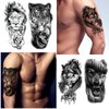 PADOUN Animal Temporary Tattoos, 15-Sheet Black Tiger Lion Wolf Totem Adult Tattoos Temporary, Fake Tattoos Men