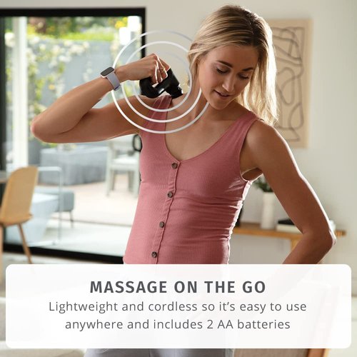 Homedics Therapist Select Compact Percussion Massager, 4 Attachments, Thermal Heat, Rechargeable Battery with 4-Hour Runtime and Charge Light Indicator, 3 Intensity Levels, Cordless for Trave