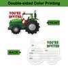 REWIDPARTY Tractor Party Invitations with Envelopes & Stickers（Set of 15） Green Tractor Shaped Fill-in Invitations Farmer Tractor Invites Cards Birthday Baby Shower Party Supplies Favors for Kids