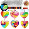 Ayhuhra 30 Sets Valentines Heart Suncatchers for Windows Glow in The Dark Valentines DIY Window Paint Art Suncatchers for Valentine's Day Classroom Gift Exchange Mother's Day Art Craft Party Supplies