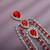 Rumtock Ruby Red Crystal Beads Forehead Chain Multi Layer Silver Hair Accessories for Women Girls Brides
