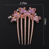Chargances Boho Rhinestone Butterfly Hair Comb Bridal Wedding Purple Crystal Hair Side Combs with Long Teeth Sparkly Hair Accessories for Women and Girls (Purple)