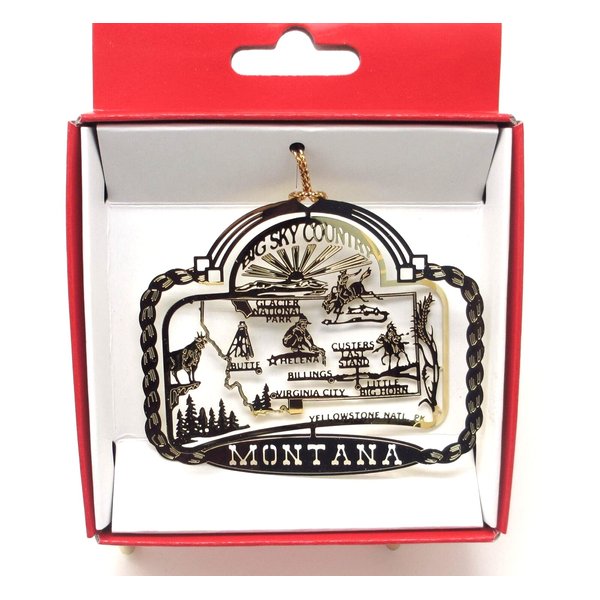 Montana Big Sky Country Brass State Christmas Ornament Yellowstone Billings Glacier National Park + More