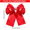 4th of July Accessories Hair Bows for Women Silky Satin Red Hair Bows American Flag Star Bows Patriotic Hair Ribbon Bow Clips USA Fourth Of July Hair Accessories Outfits Gifts Party Favors (Red)