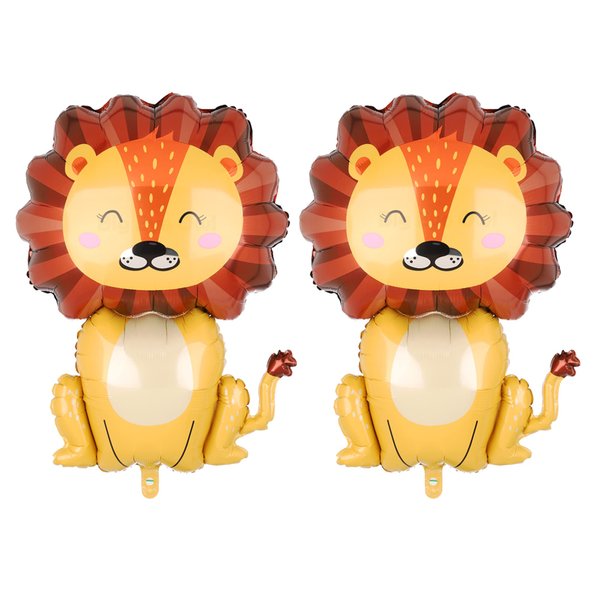 Giant Lion Foil Balloons Jungle Safari Animal Birthday Party Decorations Mylar Balloon For Boy Kids Wild One Theme Birthday Party Decor Baby Shower Zoo