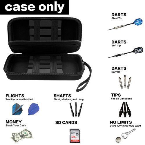 GWCASE Dart Case for 6 Steel Tip and Soft Tip Darts, Dart Carrying Storage Holder Fits for Dart Tips, Shafts and Flights (Box Only)