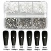 4300 Nail Rhinestones - Rhinestones & Pearls, Multi Size Shiny Rhinestone Pearls for Nail Art (White Pearls+White Rhinestones)
