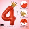 40 Inch Red Number 4 & Mini Crown Balloon for Birthday Party Decorations, 4th Birthday Party Decorations, Baby Shower Anniversary Balloons Decorations Supplies