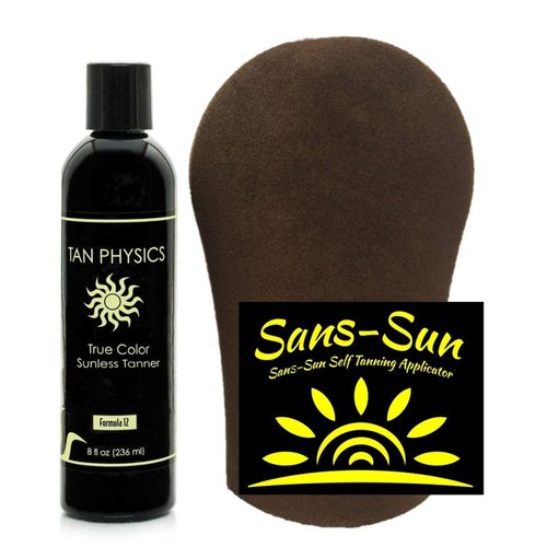 Tan Physics Self Tanner, 8 Fl oz with Tanning Mitt by Sans-Sun - Tan Physics True Color Sunless Tanner - Tan Physics Sunless Tanner - Self Tanners Best sellers - Fake Tan, Quick Tan & Sunless Tan