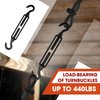 2PCS M8 Premium Stainless Steel Hook & Hook Turnbuckle, Black Turnbuckle for Wire Rope Tension, Shade Sail Hardware, Sun Shade Tent Installation