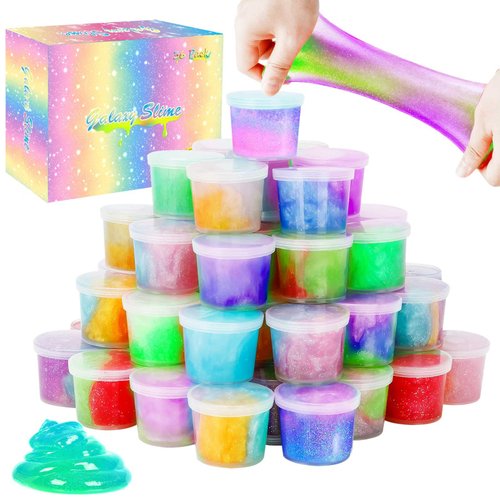 VebeGuk Slime Party Favors, 36 Pack Galaxy Slime Party Favors, Pretty Stretchy, Non-Sticky Slime Kit for Girls and Boys - Classroom Reward, Christmas Party Supplies, Goodie Bag Stuffer.