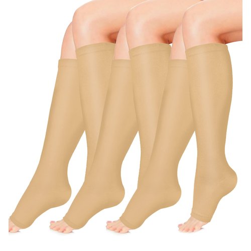 Copper Compression Socks for Women & Men Open Toe 15-20mmHg is Best Support for Circulation Recovery and All Day Wear