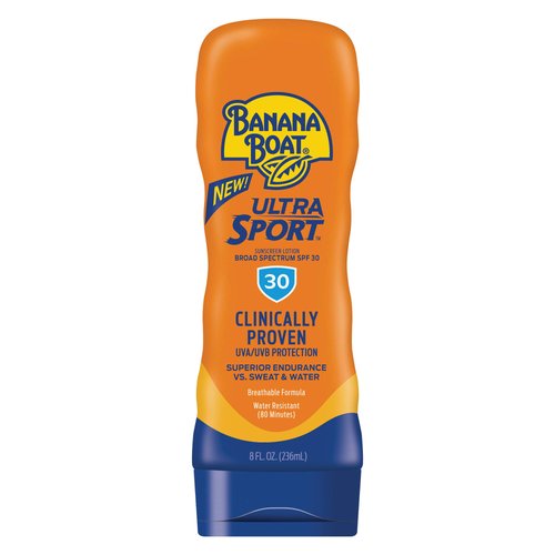 Banana Boat Sport Ultra SPF 30 Sunscreen Lotion, 8oz | Banana Boat Sunscreen SPF 30 Lotion, Oxybenzone Free Sunscreen, Sunblock Lotion, Banana Boat Lotion, Water Resistant Sunscreen SPF 30, 8oz