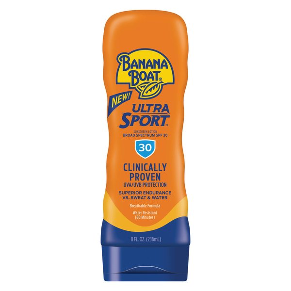 Banana Boat Sport Ultra SPF 30 Sunscreen Lotion, 8oz | Banana Boat Sunscreen SPF 30 Lotion, Oxybenzone Free Sunscreen, Sunblock Lotion, Banana Boat Lotion, Water Resistant Sunscreen SPF 30, 8oz