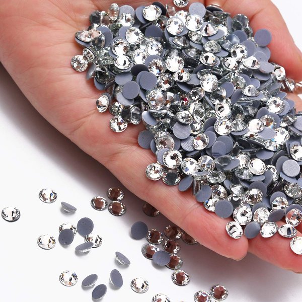 4500 Pieces Hot Fix Glass Flatback Rhinestones HotFix Round Crystal Gems (Crystal Clear, SS6)