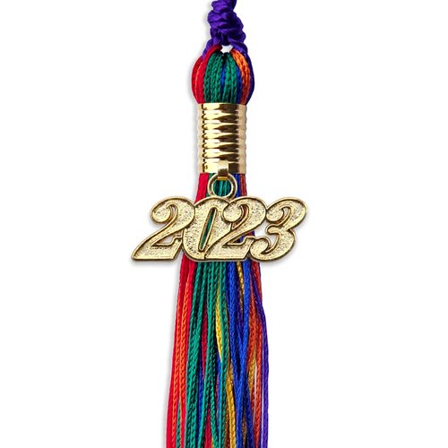 Endea Graduation Double Color Tassel with Gold Date Drop (Rainbow, 2023)