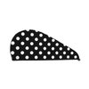Fiephvsa Unisex White and Black Polka Dot Hair Drying Towels Coral Velvet Head Towel Cap Soft Hair Wrap with Button 1pcs for Home Travel