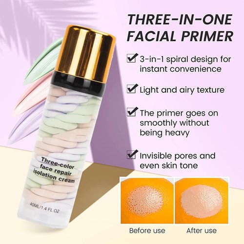 Hydrating Face Primer for Makeup, One Step Color Corrector Isolation Cream, Makeup Primer for Face, Skin Tone Correcting Oil-Control, Long Lasting Foundation Primer, Pore Minimizer for Flawless Skin