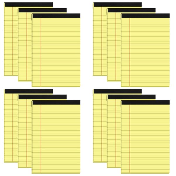 Small Yellow Legal Pads 5×8 – 12 Pack College Ruled Notepads with Perforated Pages and Double Sided Printing, Ideal for Work, Study, 80gsm Premium Thick Paper, Writing Pads 5"x8" 30 Sheets/60 Pages