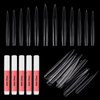 120 PCS Extra Long Nail Tips - Artificial Nails Tips Press On Nails Clear Natural False Nail Art Long Tips - Long Fake Nail Kit for Halloween,Nail Salons and Home (Transparent)