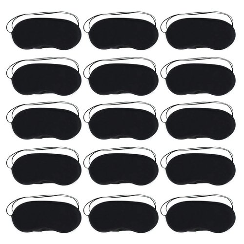 Wobe 30 pcs Black Eye Mask Cover, Sleep Mask with Nose Pad and Elastic Straps Comfortable Lightweight Blindfold Eyeshade Eyepatch for Kids Women Men for Travel Sleep or Party Supplies Game