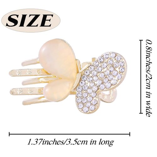 Campsis 2Pcs Butterfly Hair Clips Gold Crystal Small Claw Clips Sparkle Rhinestone Cute Hair Claw Clip Birthday Photograph Butterflies Decorative Hair Accessories for Women