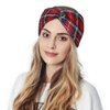 Woration Headbands for Women, Red Plaid Hairband Girls Wide Hand Band Sports Yoga Headscarves Twisted Knotted Headwrap Elastic Headwear Head Wrap