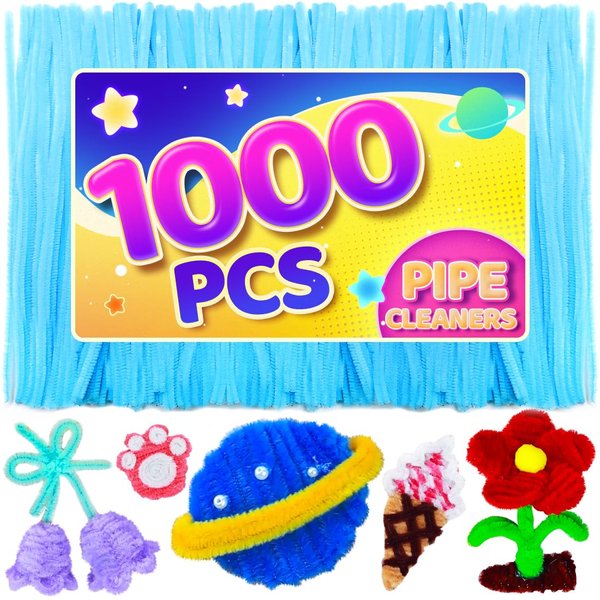 Eppingwin 1000pcs Pipe Cleaners, Light Blue Pipe Cleaners Craft Supplies,Chenille Stems for DIY Arts Crafts Project(Light Blue)