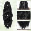 ALXNAN Ponytail Extension,16 Inch Claw Ponytail Hair Extensions for Women，Claw Clip in Long Wavy Synthetic Black Ponytail Extension for Daily Use.