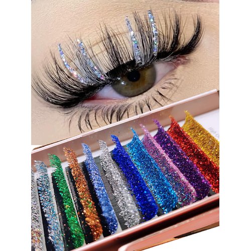 YABINA Colored Lash Extension Easy Fan Volume Lashes C Curl Self Blooming Lash Extensions Shiny Colorful Rapid Volume Eyelashes Extension (Shiny Colorful)