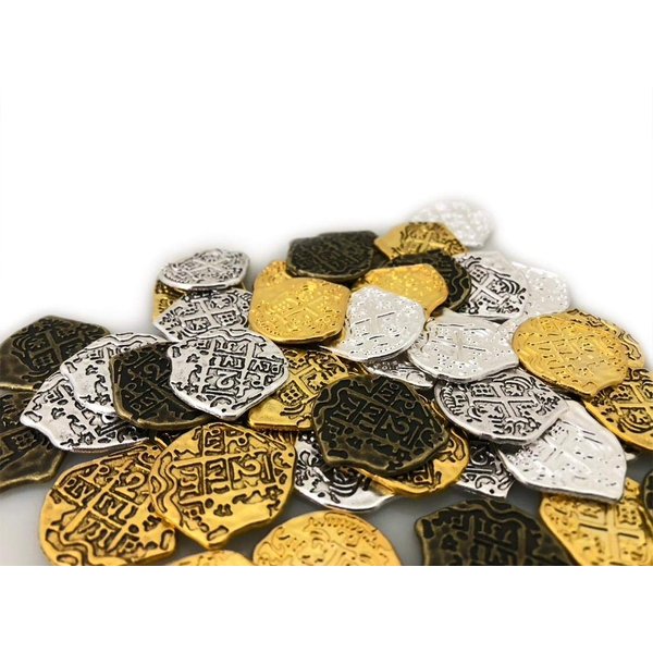 Seven Seas Pirates Toy Metal Gold and Silver Treasure Doubloon Coins - 500 Tokens