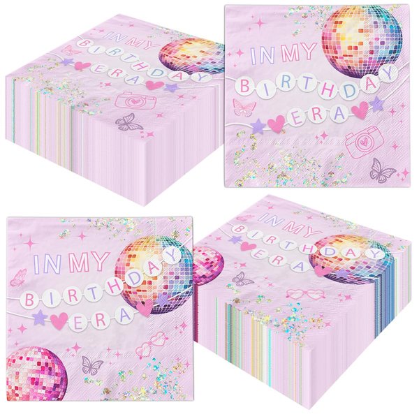 In My Birthday Era Nakpins, 40Pcs Pink Girl Nakpins Disposable In My Birthday Era Decorations Paper Napkins Birthday Girl Era Music Nakpins for Girl Birthday Party