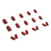 Red Press on Nails Medium Length Coffin Fake Nails Wine Red Acrylic Glue on Nails with Elegant Red Gradient Designs Full Cover Solid Color Wine Red Shiny Oil Square False Nails Set for Women 24 Pcs