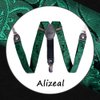 Alizeal Boys Adjustable Floral Paisley Pre-tied Bow Tie and Elastic Y Shape 3 Clips Suspenders Set, Dark Green