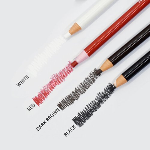 Brow Pencil Kit Waterproof Eyebrows Pencil Tattoo Makeup And Microblading Supplies Permanent Peel-off Eye Brow Pen Set with 4 Colors（Black,Dark Brown,White,Red)