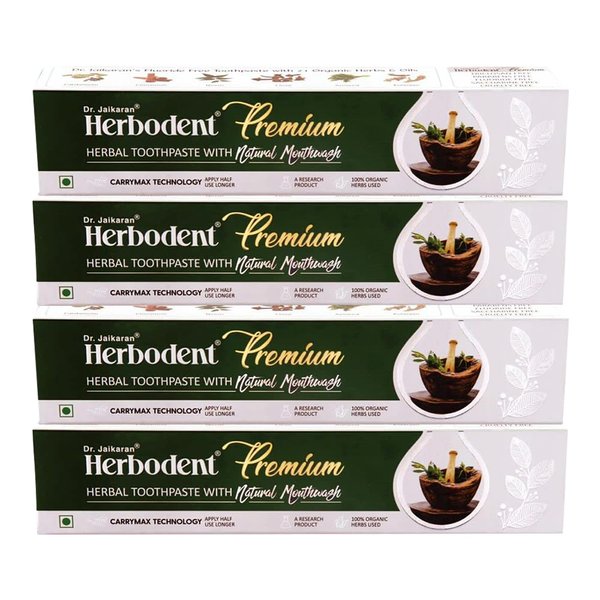 Pack of 4 - Herbodent Premium Toothpaste With Coloring, Foaming - 100g/3.5 oz