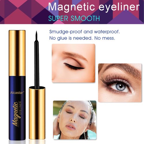 Alcastar+ Magnetic Eyelashes with Eyeliner Kit - magnetic lashes and eyeliner - updated 3D natural looking,long-lasting,10 pairs KIT 011 ATZ1004A1+01 0