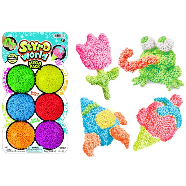 JA-RU Educational Play Styrofoam (1 Pack Assorted) Fidget Toys Stress Relief Toy, Sensory, Sensory Bin, Modeling Foam Beads Play Kit for Kids Magic Clay Art Crafts Party Favors Preschool Toys 1338-1