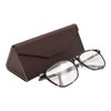 Real Sic Vegan Leather Eyeglass Case - Reading Glasses Case with Magnetic Folding - Leather Sunglass Case with Aluminum & Cardboard Core - Hard Case for Sunglasses, Reading Glasses - (Chocolate)