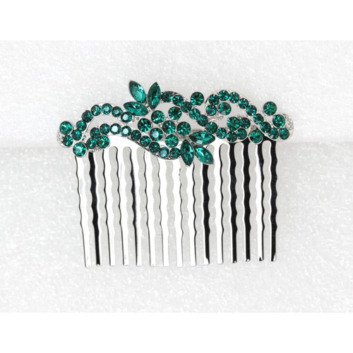 Faship Green Crystal Floral Hair Comb