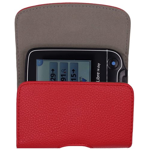 Classic Carry Pouch case with Belt Clip for Freestyle Libre/Freestyle Libre 2 (Continuous Glucose Monitor) (RED/HORIZONTAL1)
