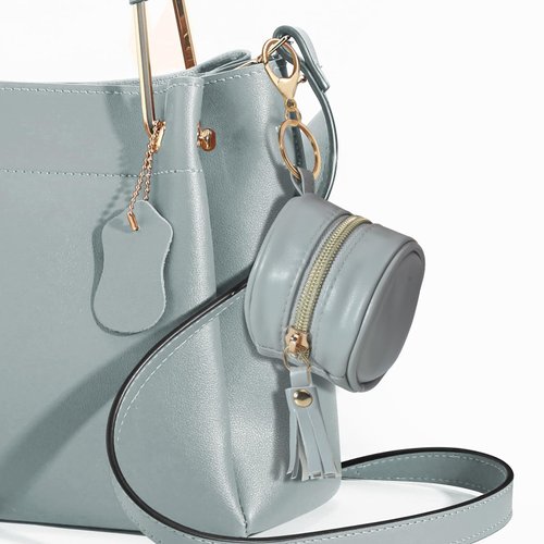 Smlpuame Pacifier Holder Case with Clip,PU Leather Pacifier Charm pod with Clasp for Diaper Bag or Purse,Pacifier Pouch Hold 2 Pacifiers,Nipple Shield Case,Outdoor Travel Accessories(Grey)