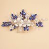 Kercisbeauty Flower Hair Comb for Women and Girls Wedding Bridal Crystal Hair Piece (Blue)