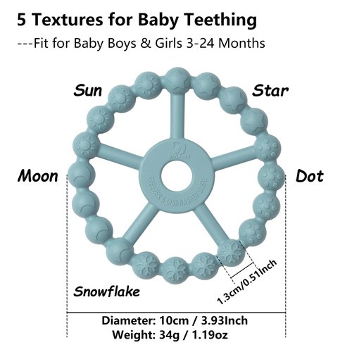 3 Pack Ring Teether Baby Infant Toys, Silicone Teething Ring Toys for Babies 0-6 Months, Seposeve Baby Teethers 6-12 Months 12-24 Months, Easy to Grasp Toy, Baby Teething Relief, Green Blue White