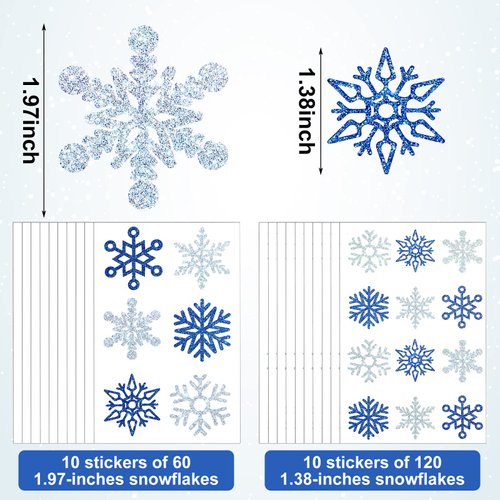 180 Pcs Snowflake Temporary Tattoos Winter Snowflake Sticker Tattoo Glitter Temporary Tattoo Cute Apparel Accessories for Body Face Kids Women Party Favors