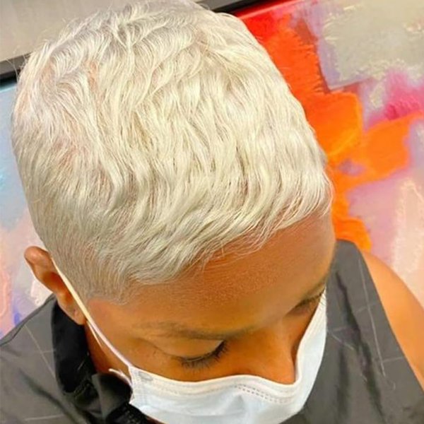 613 Blonde Pixie Cut Wig Short Wigs for Black Women Short Wavy Hair Replacement Blonde Pixie Wig Synthetic Hair Short Curly Layered Wig With Bangs Short Cut Wigs for Black Women (Blonde)