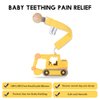 AmazingM Baby Food Grade Silicone Car Teether Toy with Pacifier clip Holder,Teething Pain Relief Toys Gift Set for 3 Months+ Boys and Girls,Freezer Safe,BPA Free (Excavator, Yellow)