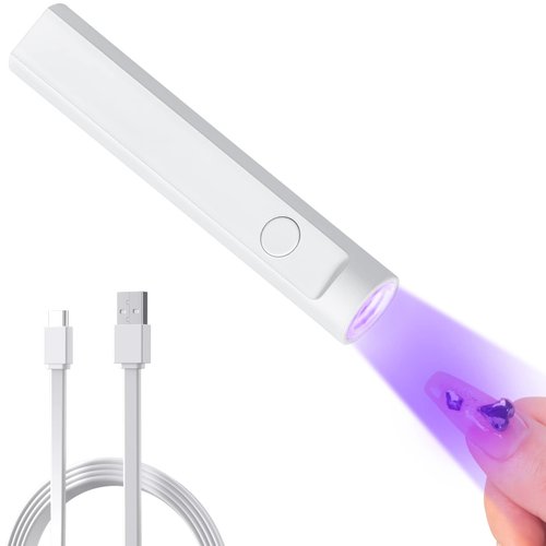 Funfe Mini UV Light for Gel Nails - Portable Mini Nail Lamp,3W Handheld UV Light for Nails Pen Shape Nail Dryer 2 Models Professional Led Light for Resin Curing With Type C for Nail Home Salon (White)