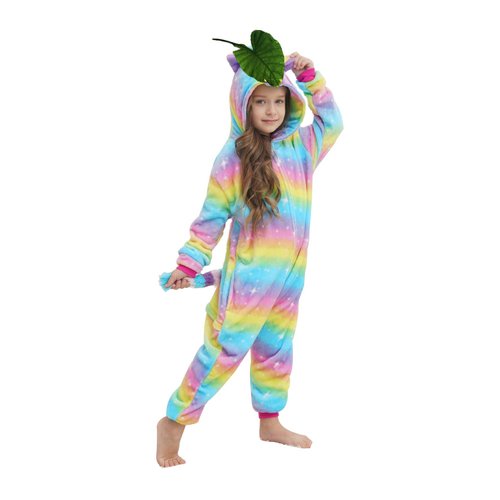 NewPlush Child Onesies Girls Boys Halloween Costumes Bright Yellow Galaxy Unicorn Animal Pajama For Christmas (6-8 Years)
